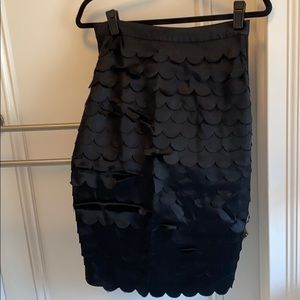 Magaschoni size 4 black midi silk skirt